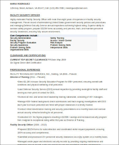 Free 8 Sample Security Officer Resume Templates In Ms Word Pdf