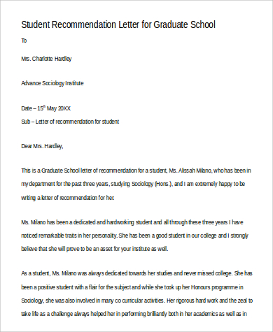 Recommendation Letter For Graduate Student from images.sampletemplates.com