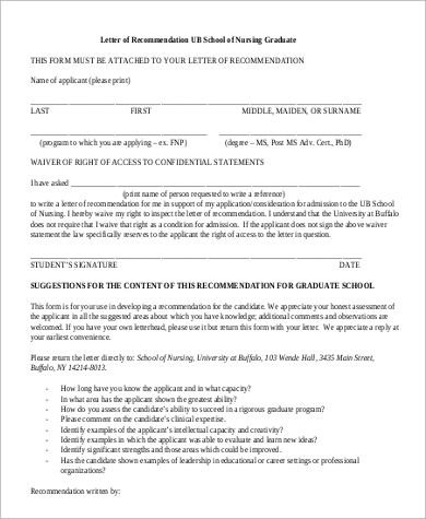 letter of recommendation for graduate nursing school