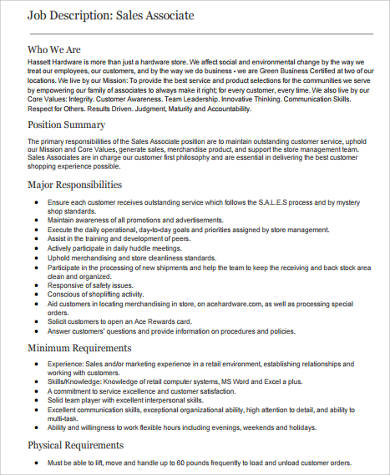 FREE 6 Sample Retail Sales Associate Job Description Templates In MS   Retail Sales Associate Job Description  