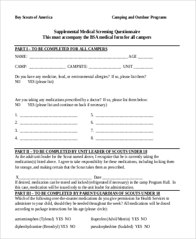 new boy scout medical form example