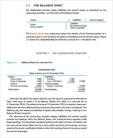 accounting equation balance sheet pdf