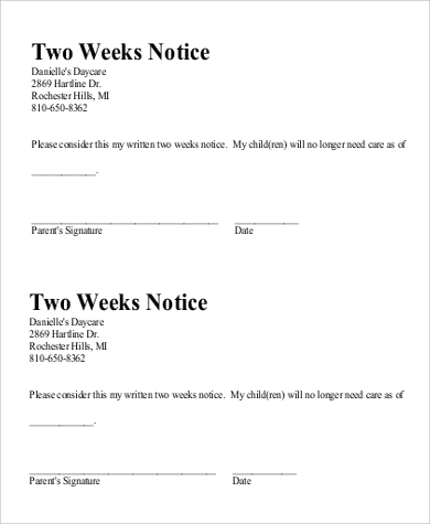 FREE 7+ Two Weeks Notice Samples in Google Docs | MS Word ...