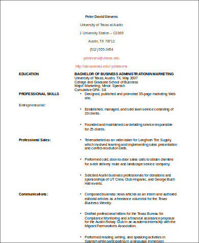 functional resume for first job