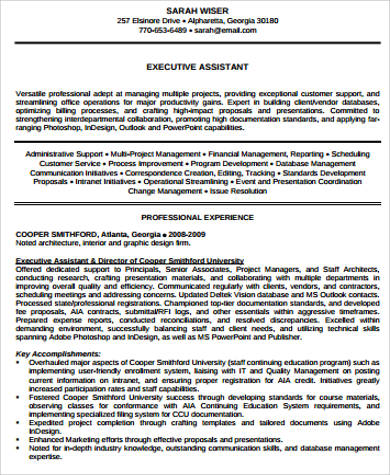 administrative assistant executive resume