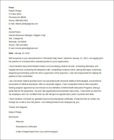 cover letter for medical office assistant