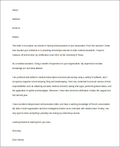 medical assistant externship cover letter