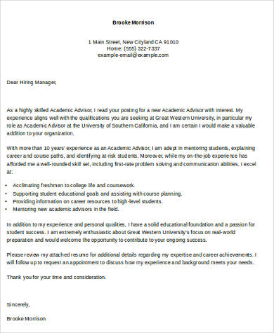 academic position cover letter