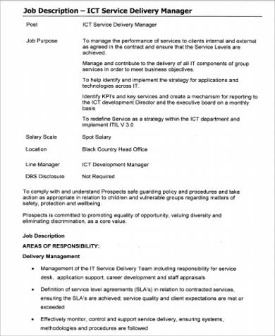 service delivery manager job description