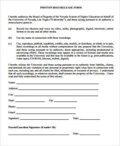 media photo release form example