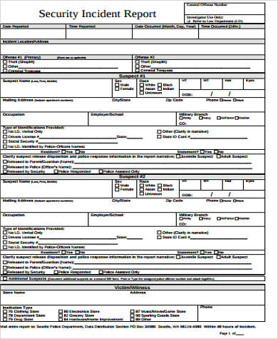 security incident report example