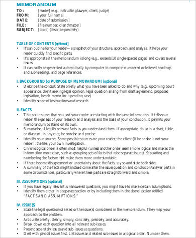 legal research memo format