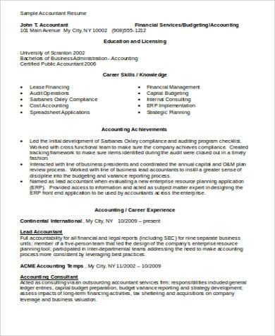 accountant resume in word