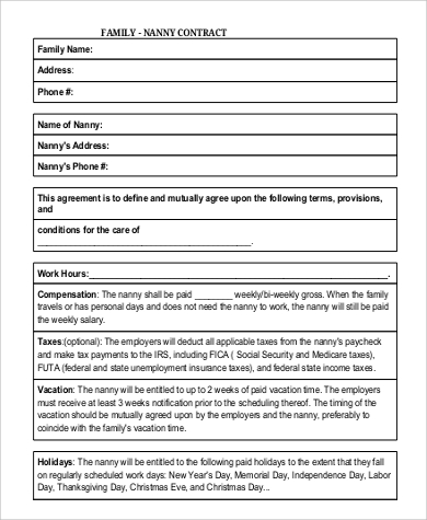 Printable Family Contract