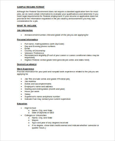 resume format in word