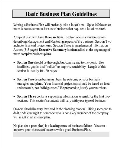 standard business plan format pdf