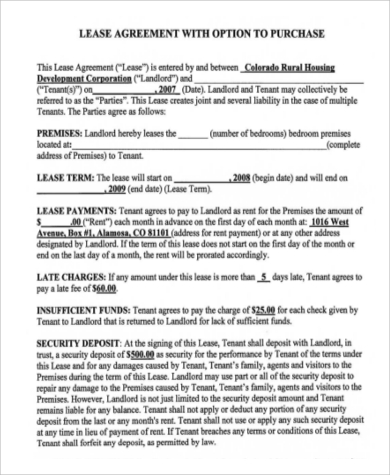 home lease purchase agreement in pdf