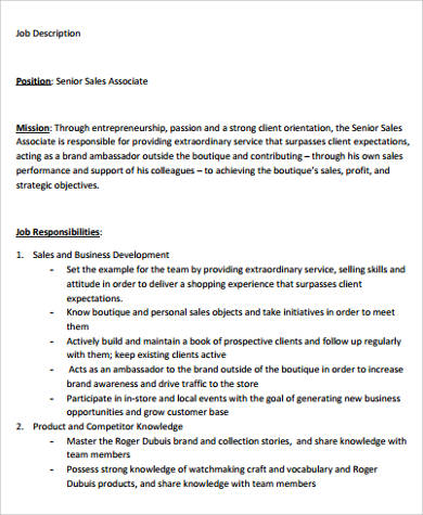 Sale Associate Job Description - Mryn Ism