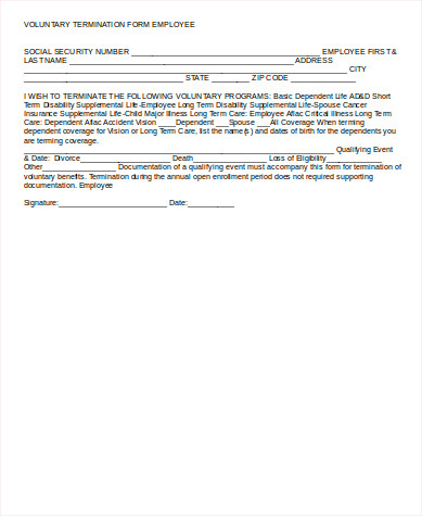 employee voluntary termination form