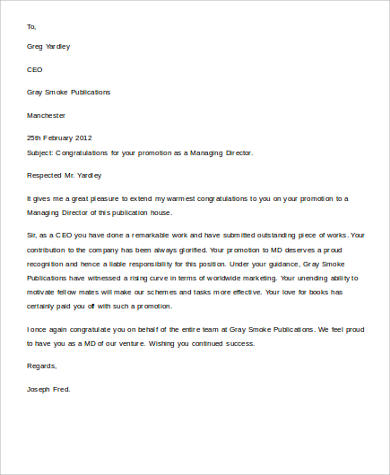 Sample Congratulation Letter 11 Examples In Word Pdf