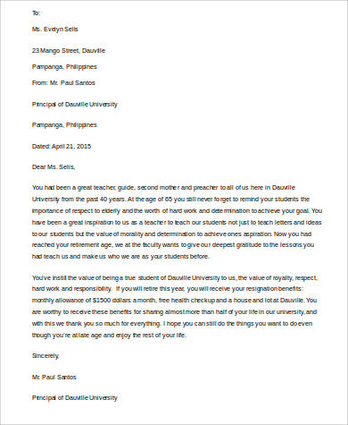 teacher retirement congratulation letter