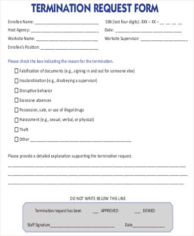employee termination request form