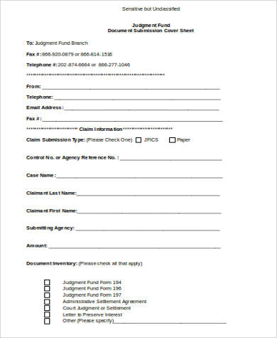 submission fax cover sheet doc