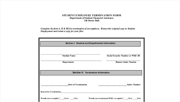 Free Printable Termination Forms Printable Forms Free Online 3354