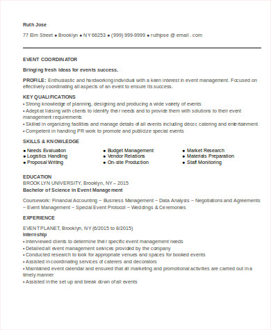 8+ Sample Event Coordinator Resumes in Word, PDF