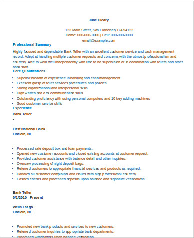 sample bank teller resume1