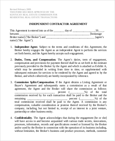 Free 10 Sample Independent Contractor Agreement Forms In Ms Word Pdf Excel