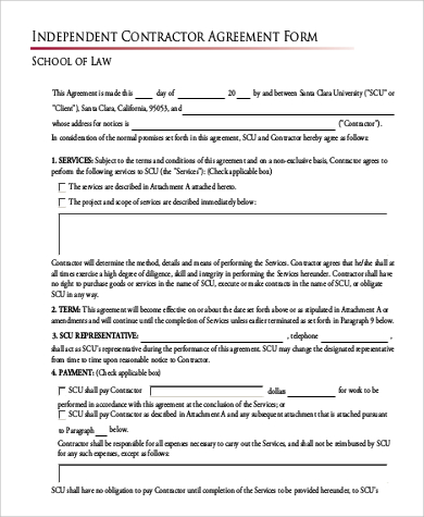 independant contractor expenses forms