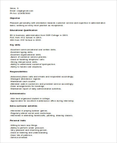 FREE 7+ No Experience Resume Samples in MS Word | PDF