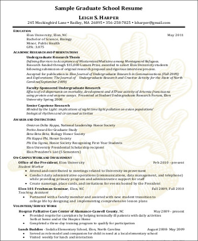 sample graduate school resume pdf