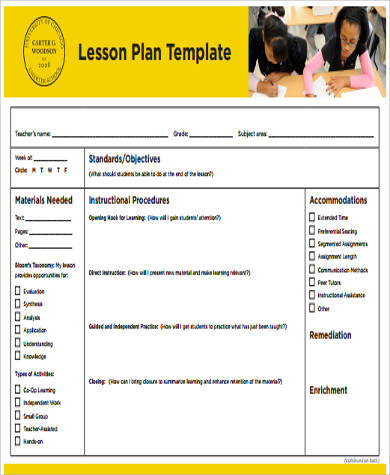 example of teacher lesson plan