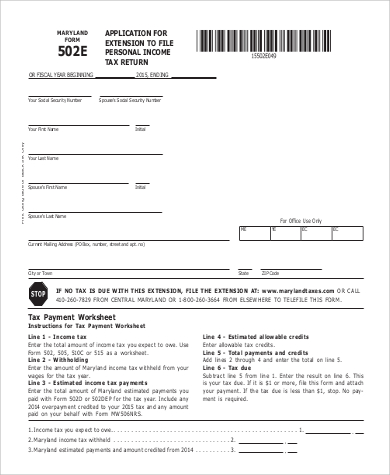 income tax filing extension form in pdf