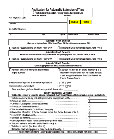 income tax automatic extension form