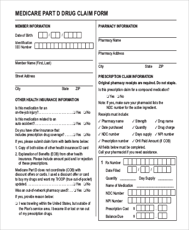 medicare durg claim form example