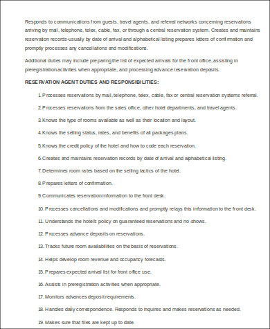 Travel Agent Job Description And Duties Sample