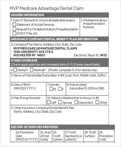 Medicare claim form