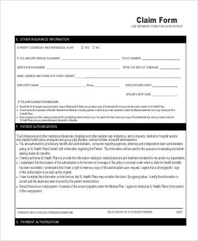 patient medicare claim form