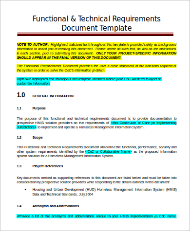 functional technical requirement document