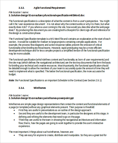 agile functional requirement document sample