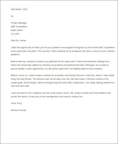 Appreciation Letter To Boss Leaving
