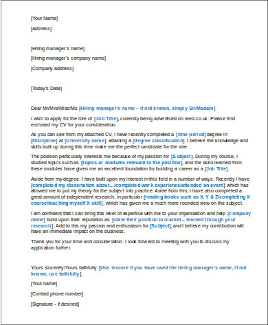 First Cover Letter Sample