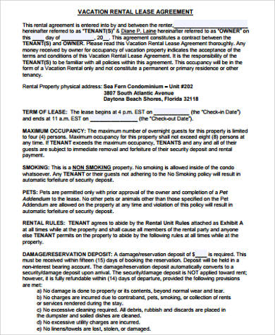 rental property lease agreement template