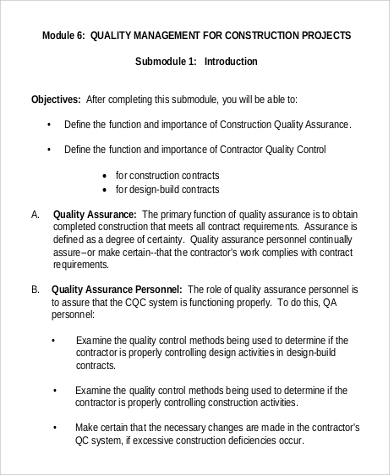 construction quality management plan