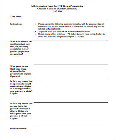 simple group self evaluation form