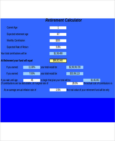 monthly retirement expense calculator
