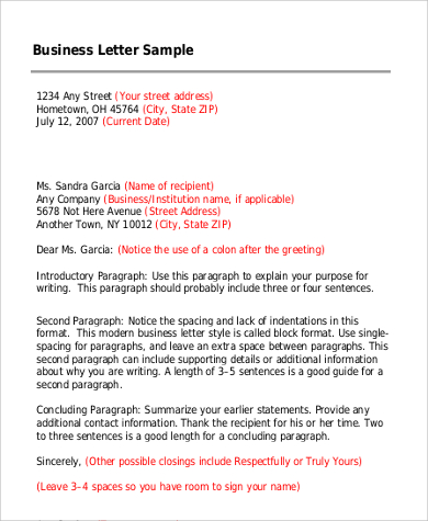 Sample Formal Business Letter 9 Examples In Word Pdf